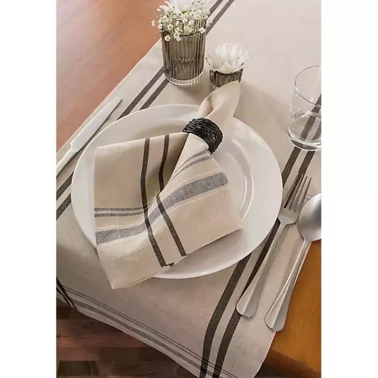 Kirklands Home Stripe French Table Runner Black Hot