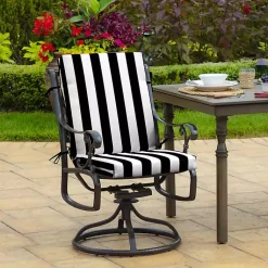 Kirklands Home Stripe Luxe Outdoor Dining Chair Cushion Black Outlet