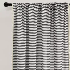 Kirklands Home Black Striped Tassel Curtain Panel Set, 84 in. Best