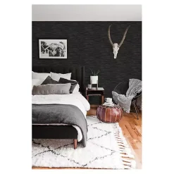 Kirklands Home Textured Grassweave Peel & Stick Wallpaper Black Hot