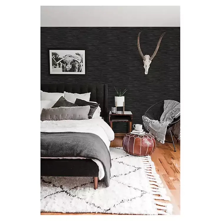 Kirklands Home Textured Grassweave Peel & Stick Wallpaper Black Hot