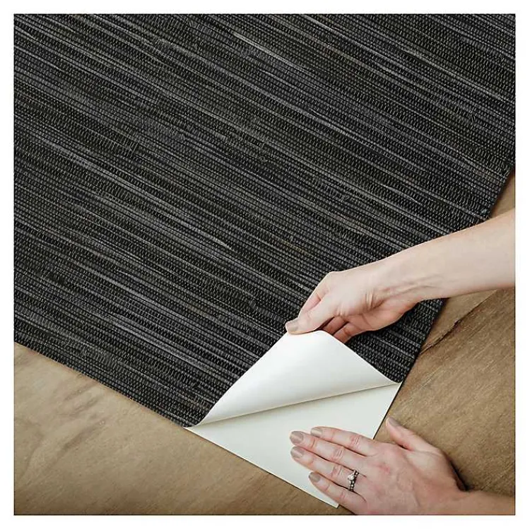 Kirklands Home Textured Grassweave Peel & Stick Wallpaper Black Hot