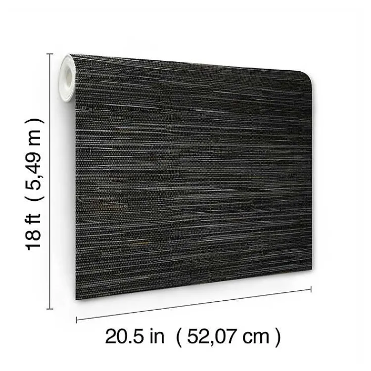 Kirklands Home Textured Grassweave Peel & Stick Wallpaper Black Hot