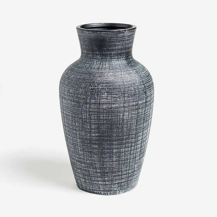 Vases>Kirklands Home Textured Stoneware Vase, 13 in. Black