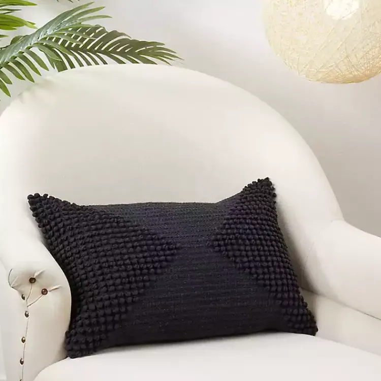 Pillows>Kirklands Home Textured Woven Diamond Lumbar Pillow Black