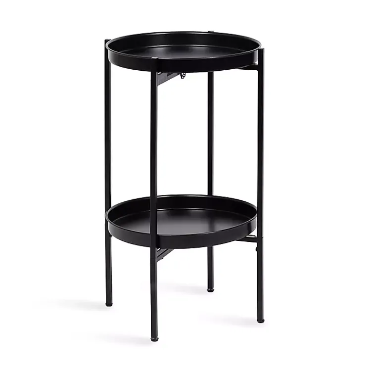 Kirklands Home 2-Tier Foldable Cienna Accent Table Black Hot
