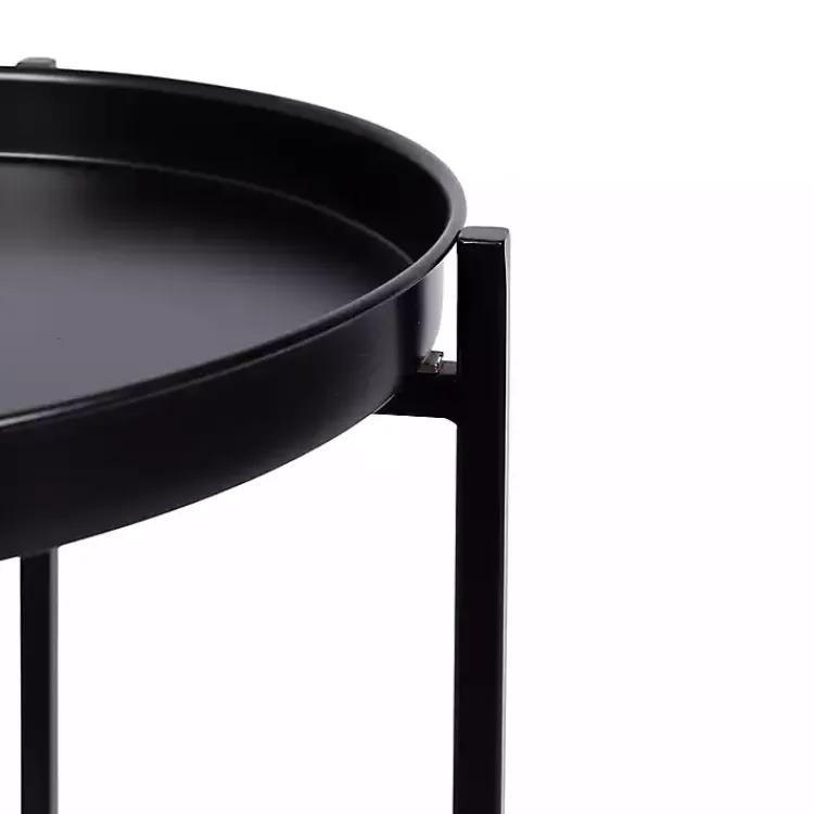 Kirklands Home 2-Tier Foldable Cienna Accent Table Black Hot
