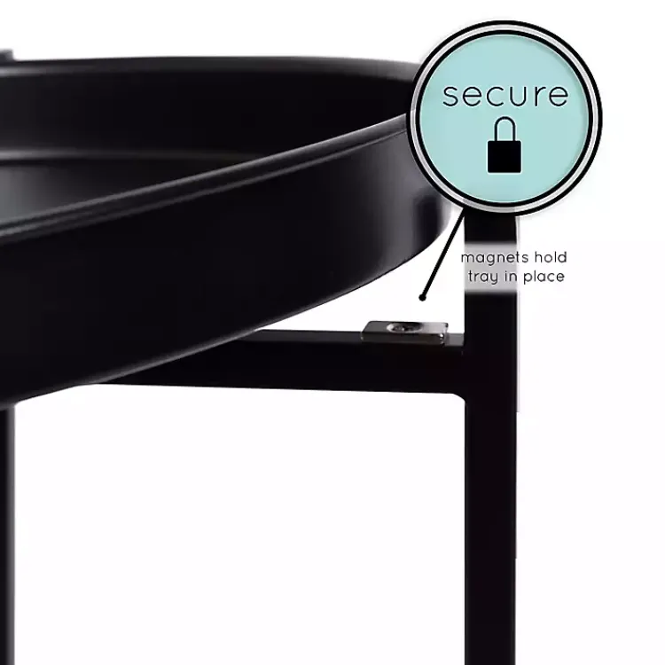 Kirklands Home 2-Tier Foldable Cienna Accent Table Black Hot