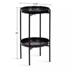 Kirklands Home 2-Tier Foldable Cienna Accent Table Black Hot