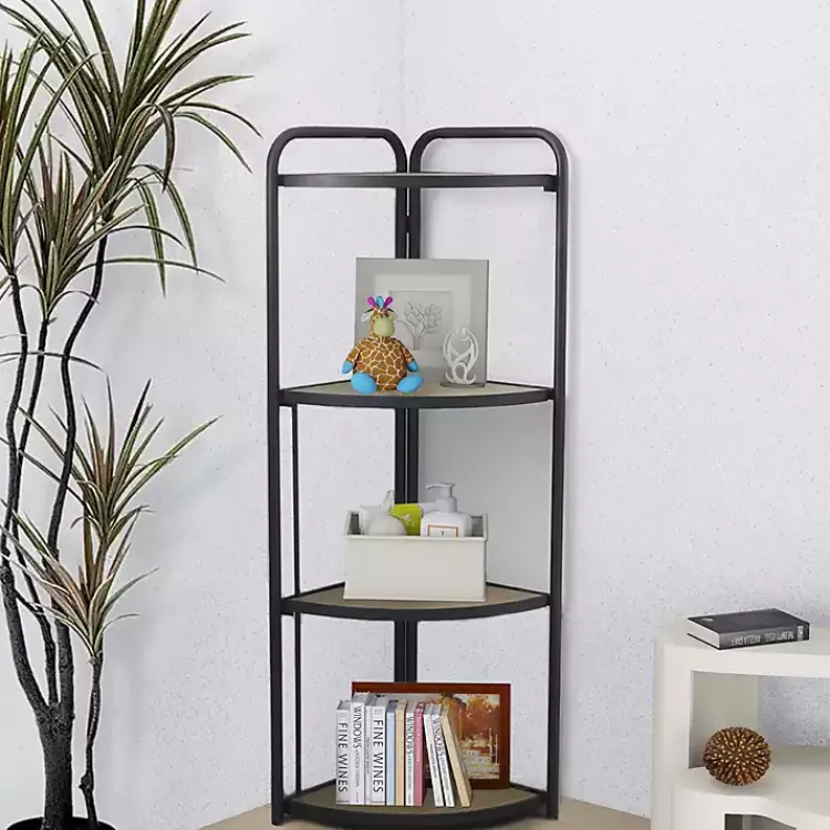 Kirklands Home Black 4-Tier Foldable Corner Shelf Sale