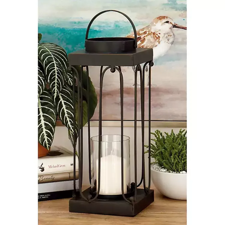 Lanterns>Kirklands Home Tin Open Frame Lanterns, Set of 2 Black