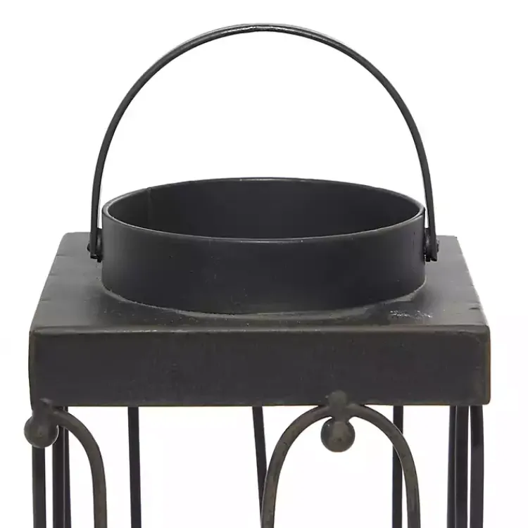 Lanterns>Kirklands Home Tin Open Frame Lanterns, Set of 2 Black