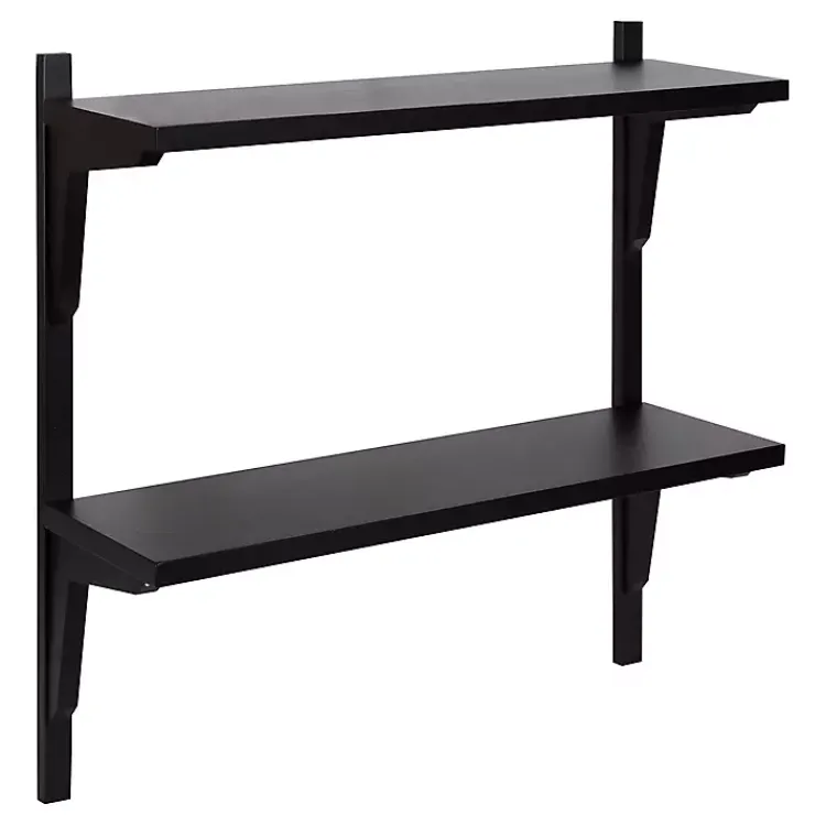 Kirklands Home Traditional Two-Tiered Wall Shelf Black Clearance