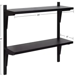 Kirklands Home Traditional Two-Tiered Wall Shelf Black Clearance