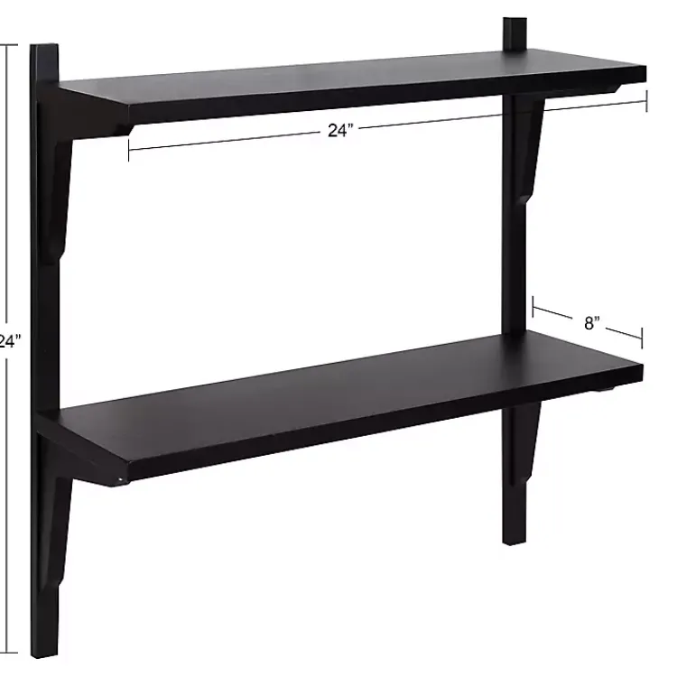 Kirklands Home Traditional Two-Tiered Wall Shelf Black Clearance