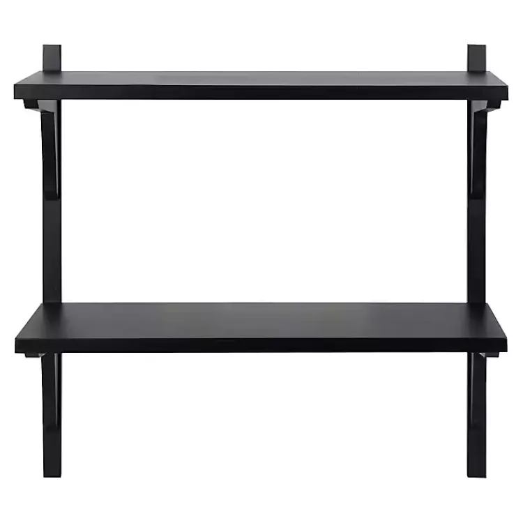 Kirklands Home Traditional Two-Tiered Wall Shelf Black Clearance