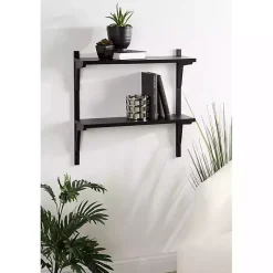 Kirklands Home Traditional Two-Tiered Wall Shelf Black Clearance