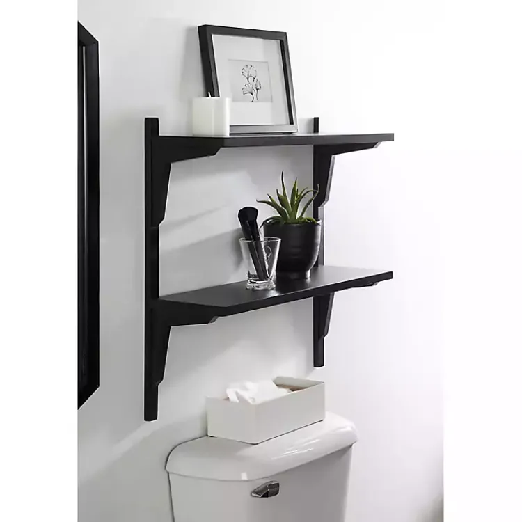 Kirklands Home Traditional Two-Tiered Wall Shelf Black Clearance