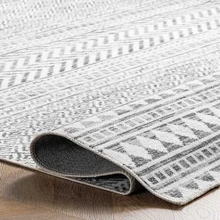 Kirklands Home Black Tribal Geometric Washable Area Rug, 6x9 Outlet