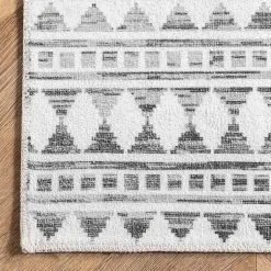 Kirklands Home Black Tribal Geometric Washable Area Rug, 6x9 Outlet