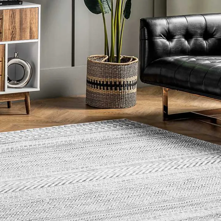 Kirklands Home Black Tribal Geometric Washable Area Rug, 6x9 Outlet