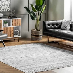 Kirklands Home Black Tribal Geometric Washable Area Rug, 5x8 Hot
