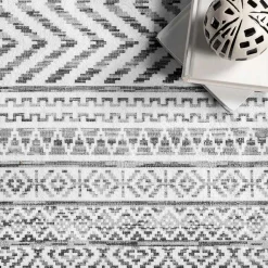 Kirklands Home Black Tribal Geometric Washable Area Rug, 5x8 Hot