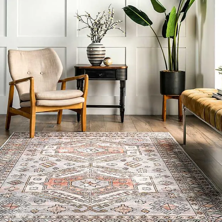 Kirklands Home Black Tribal Motif Washable Area Rug, 5x8 Discount