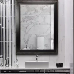 Kirklands Home Black Two Step Beveled Frame Vanity Mirror Clearance