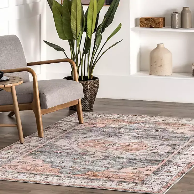 Kirklands Home Black Vintage Motif Washable Area Rug, 5x8 Hot