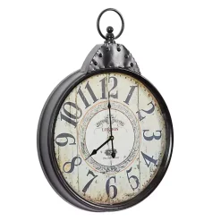 Kirklands Home Black Vintage Pocket Watch Wall Clock New