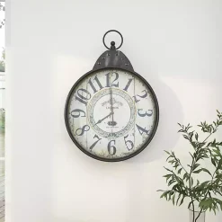 Kirklands Home Black Vintage Pocket Watch Wall Clock New
