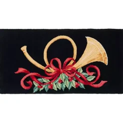 Christmas Decorations>Kirklands Home Black Vintage Poster Hooked Accent Rug, 2x4