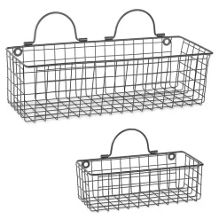 Kirklands Home Black Wall Hanging Wire Baskets, Set of 2 Online
