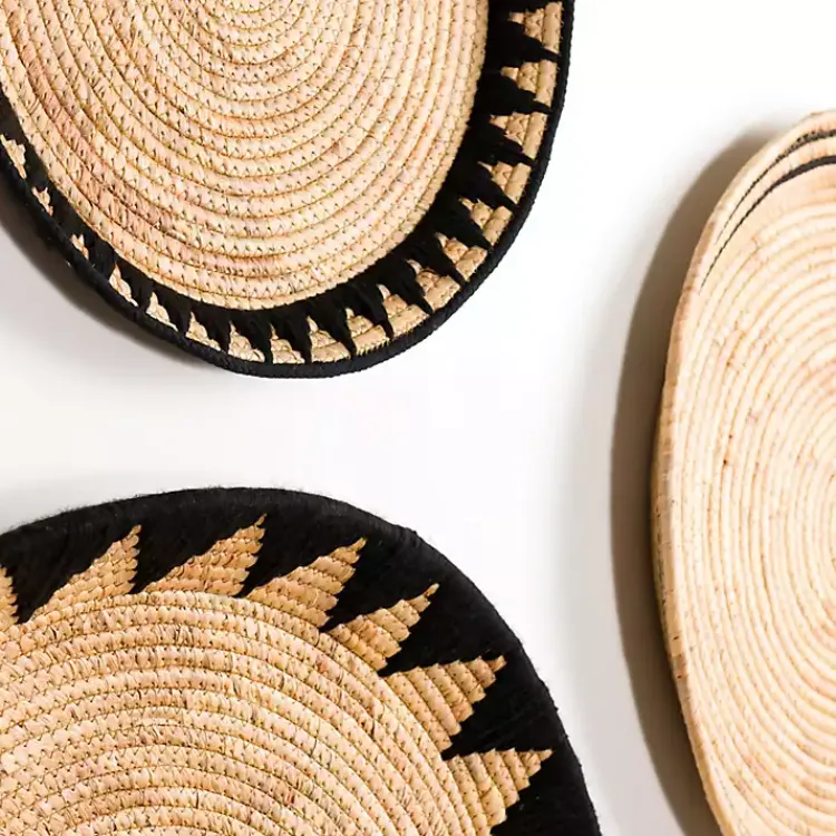 Kirklands Home Black Water Hyacinth Basket Wall Plaques, Set of 3 Best