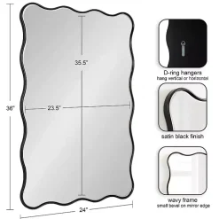 Kirklands Home Black Wavy Beveled Rectangular Wall Mirror Outlet