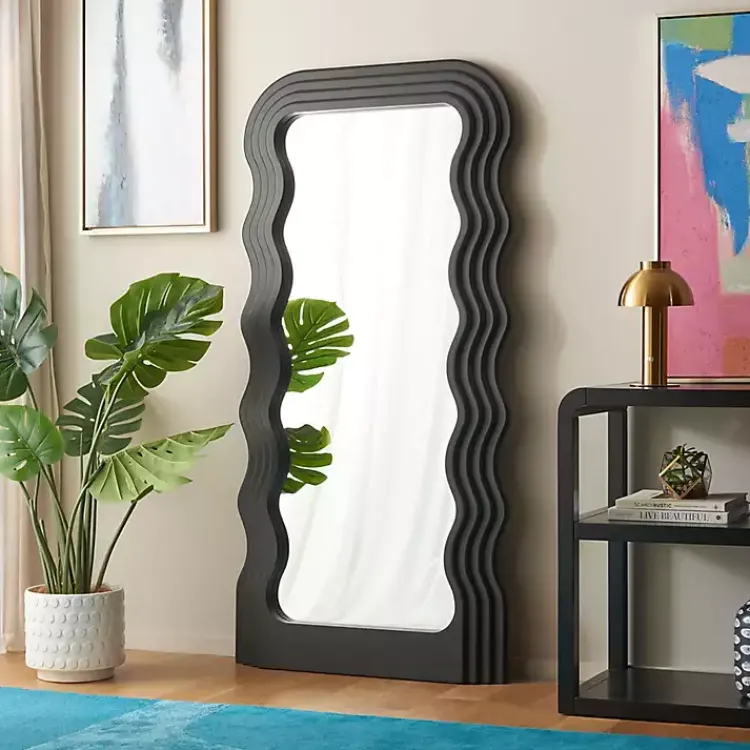 Kirklands Home Wavy Mayha Leaner Mirror Black Discount