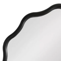 Kirklands Home Wavy Scallop Round Wall Mirror Black New
