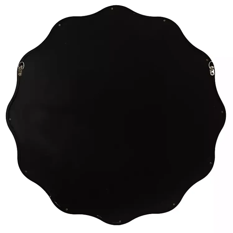 Kirklands Home Wavy Scallop Round Wall Mirror Black New