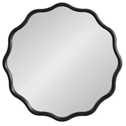 Kirklands Home Wavy Scallop Round Wall Mirror Black New