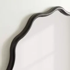 Kirklands Home Wavy Scallop Round Wall Mirror Black New