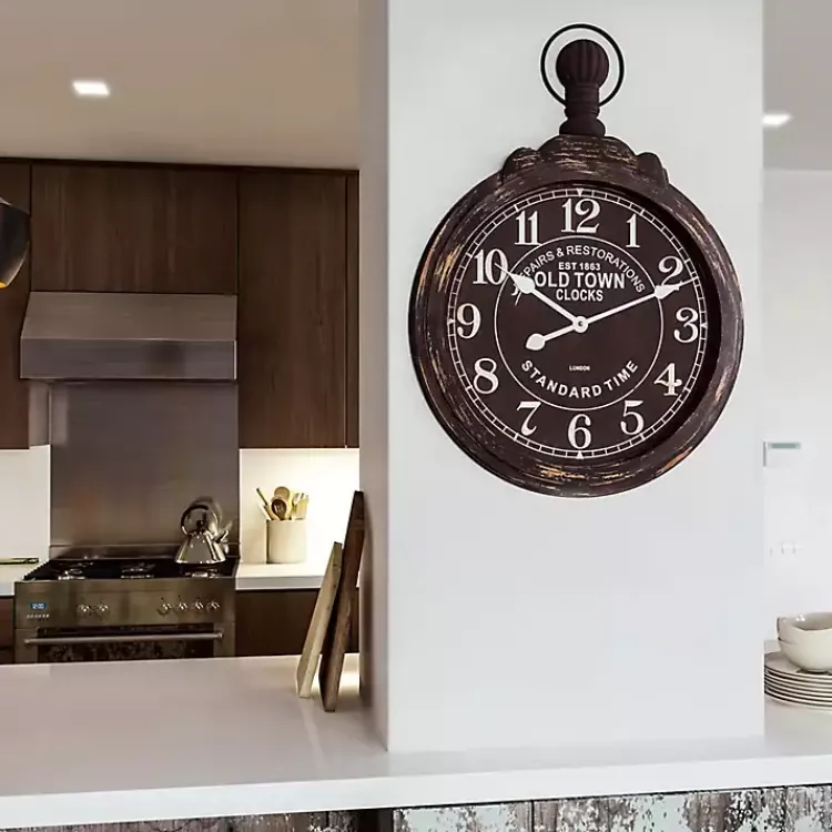Kirklands Home Black Weathered Iron Frame Round Wall Clock Online