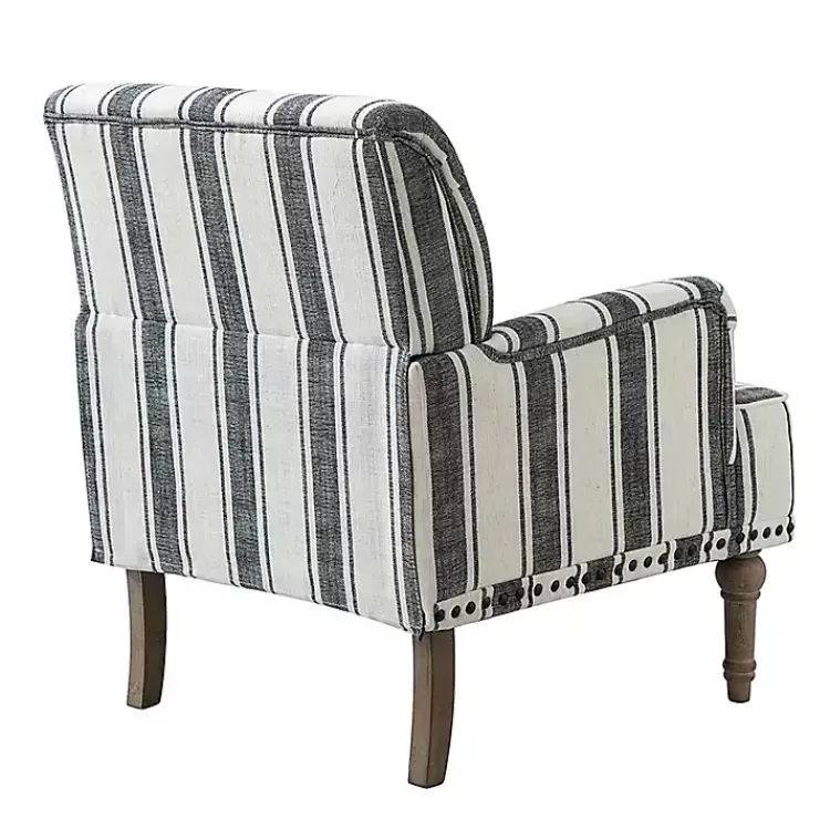 Kirklands Home Black White Stripe Upholstered Accent Chair