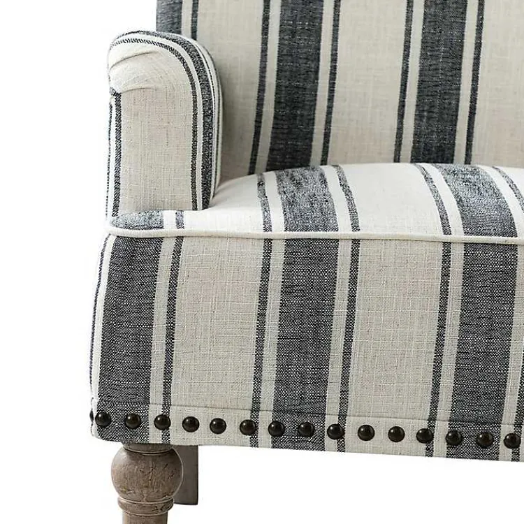 Kirklands Home Black White Stripe Upholstered Accent Chair