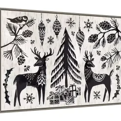 Christmas Art & Wall Decor>Kirklands Home White Winter Reindeer Framed Art Print Black