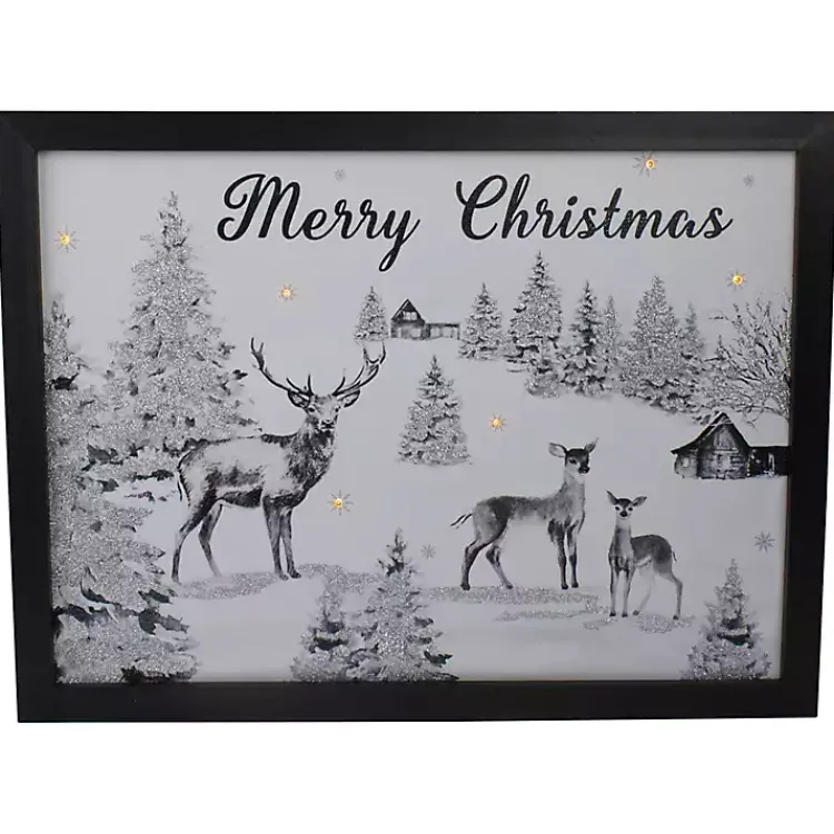 Christmas Art & Wall Decor>Kirklands Home Black White Winter Scene LED Canvas Art Print