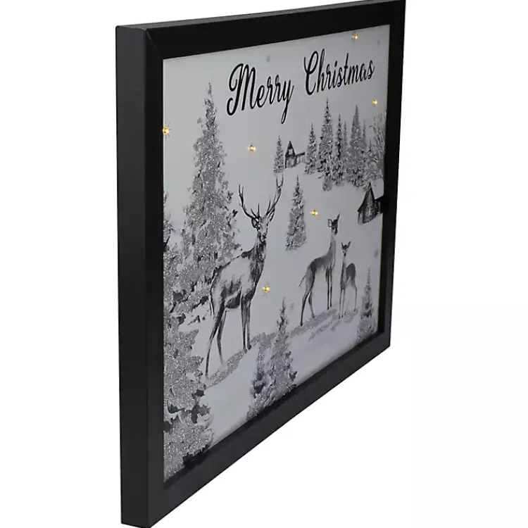 Christmas Art & Wall Decor>Kirklands Home Black White Winter Scene LED Canvas Art Print