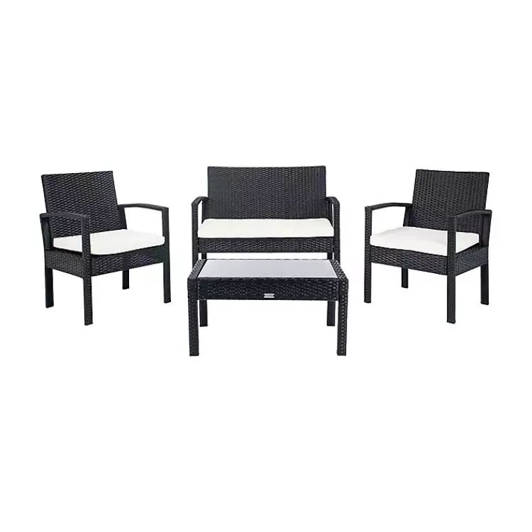 Kirklands Home Black Wicker Frame 4-pc. Outdoor Living Set New