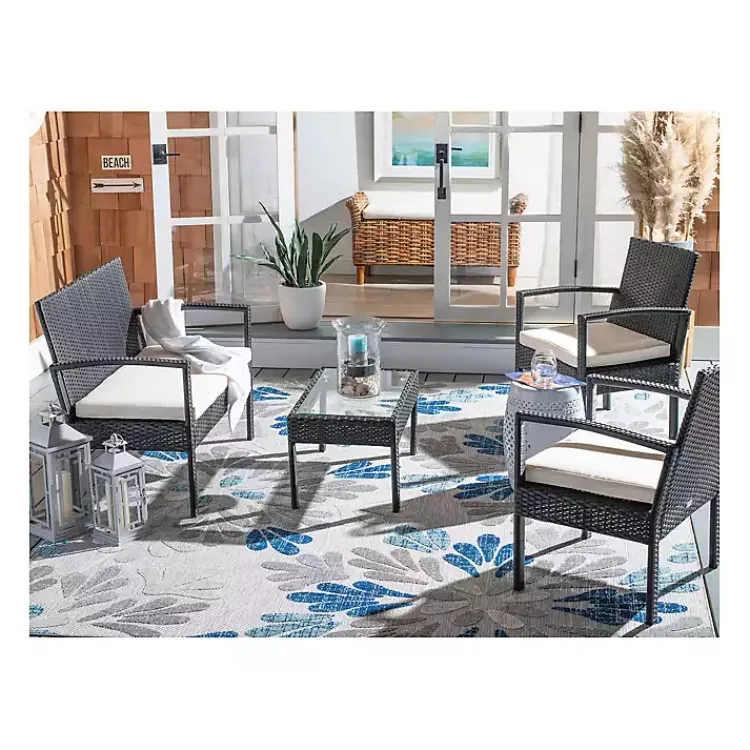 Kirklands Home Black Wicker Frame 4-pc. Outdoor Living Set New