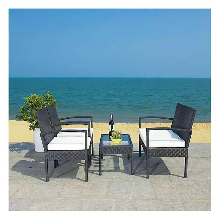 Kirklands Home Black Wicker Frame 4-pc. Outdoor Living Set New